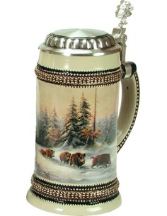 Chope de biere chasse en hiver